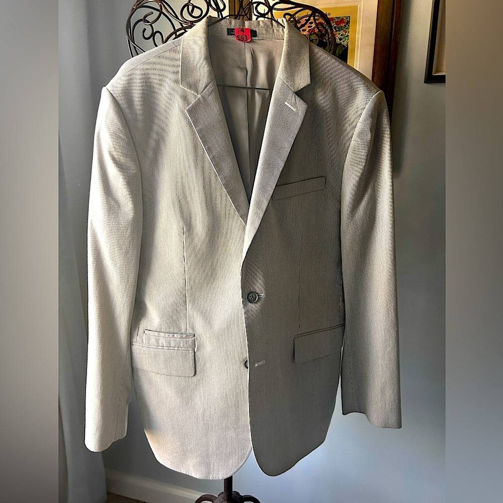 Express Mens Blazer 40R Stretch 2 Button Blazer pin stripe gray Gray
